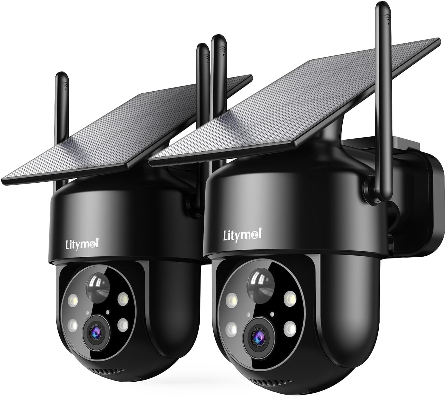 2K Solar Cameras for Home Security, 360° View Security Cameras Wireless Outdoor, Color Night Vision, Siren Alarm, 2-Way Audio, AI Detection, SD/Cloud Storage, 2.4GHz WiFi