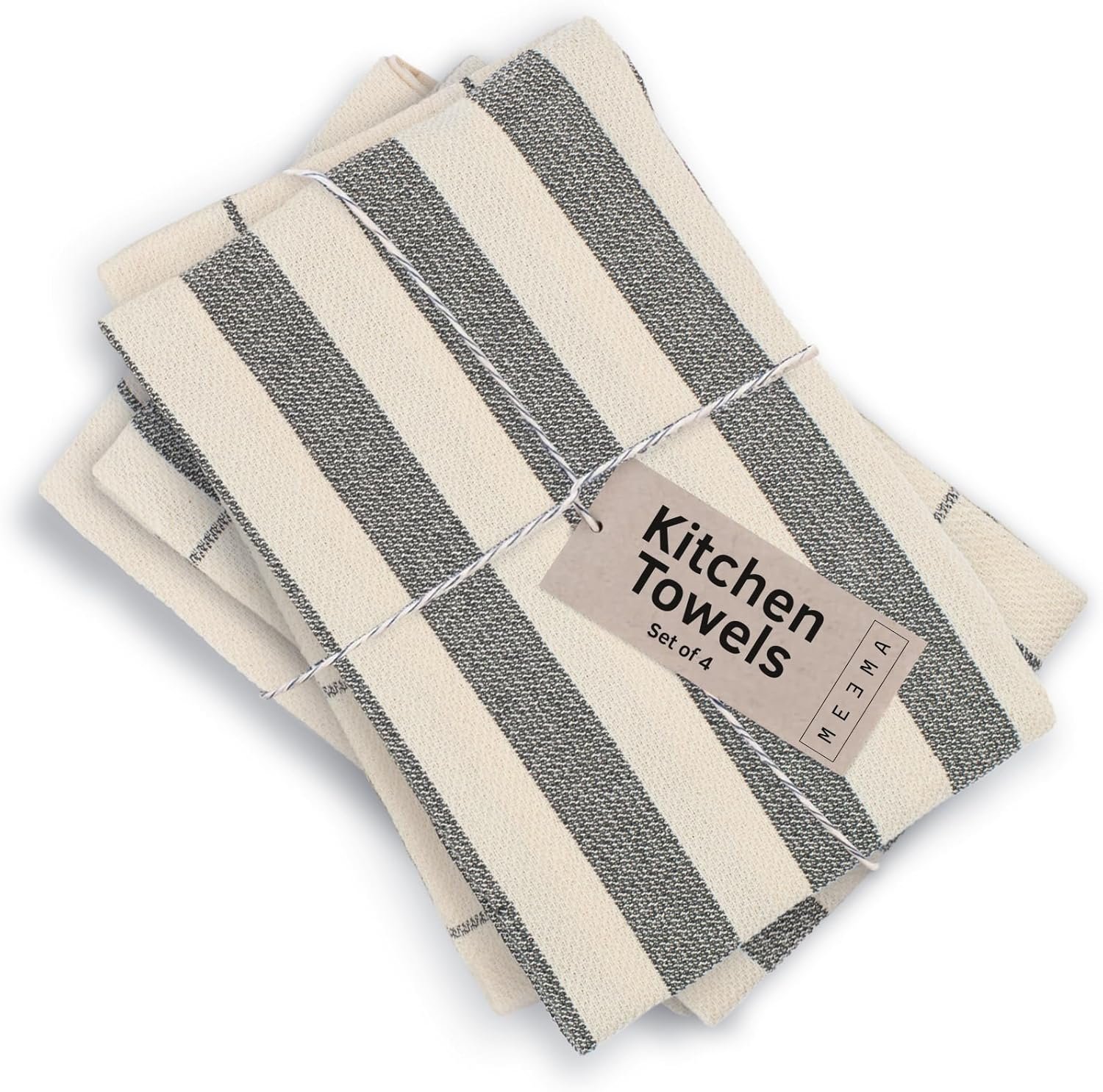 MEEMA Kitchen Towels and Cleaning Cloth | House Cleaning Supplies | Large Home Essentials Dish Towels – 18×28 Inch | Cotton Towel Rags | Super Absorbent Dish Rags | Sets of 4