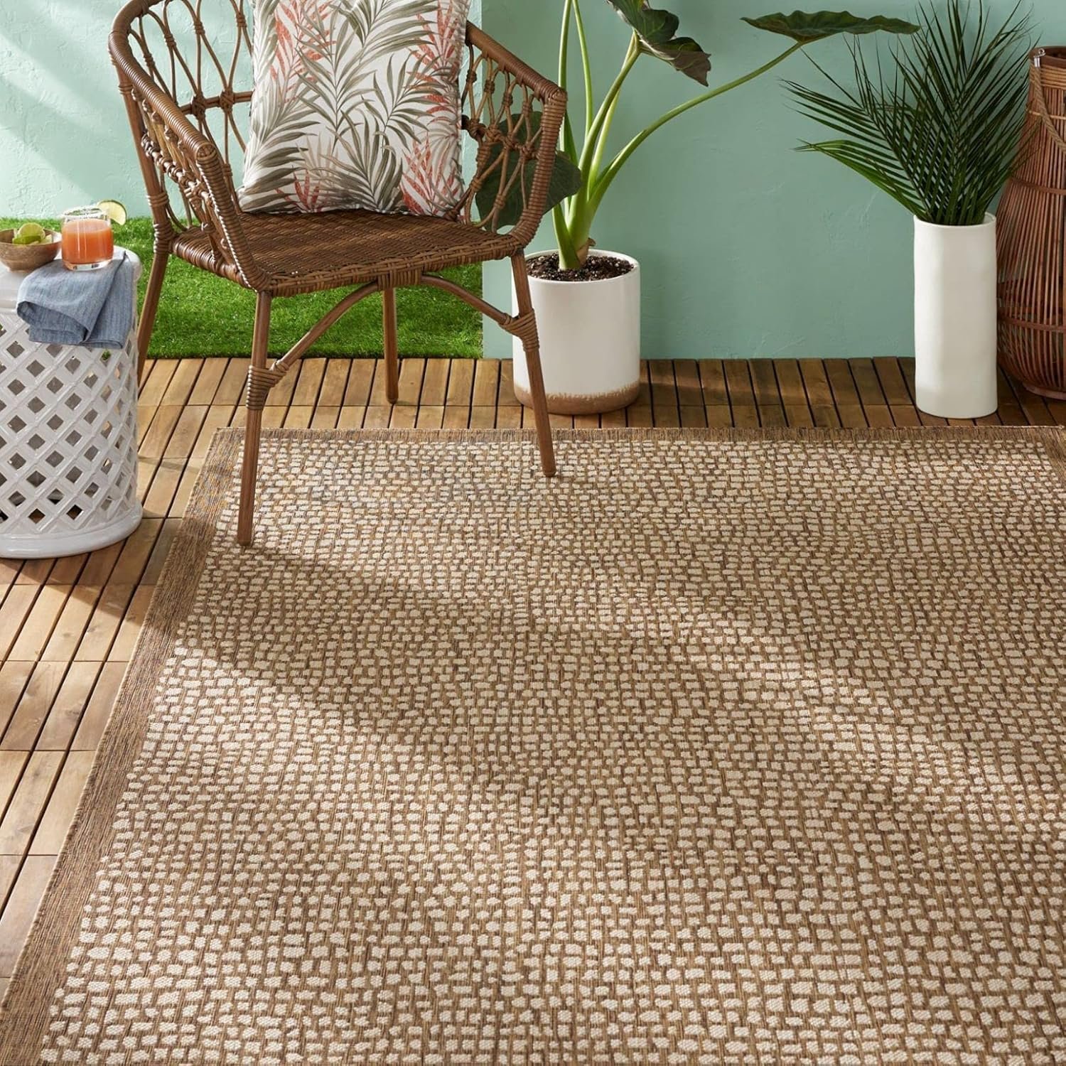 Tommy Bahama Marlin Transitional Indoor/Outdoor Area Rug, Brown, 7’10″x10’2″
