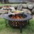 42 Inch Fire Pit with 2 Grills, Extra Large Wood Burning Fire Pits for Outside with Lid & Poker, Heavy Duty Firepit,BBQ& Outdoor Firepit & Round Metal Table 3 in 1 for Patio, Picnic, Party