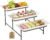 3 Tier Servings Tray for Party, 12″x6″ Tiered Serving Platters with Steel Display Stand for Sevring Food,Cookies,Veggie, Dessert,Fruit, Black