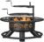 47 Inch Outdoor Fire Pit with 2 Grills, Extra Large BBQ Firepits for Outside, Metal Round Fire pits with Lid&Fire Poker,3 in 1 Wood Burning Outdoor Fireplaces for Backyard,Patio,Bonfire