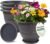 10 Inch 4 Pack Plant Pots, Plastic Flower Pot for Indoor & Outdoor with Drainage Holes & Saucer, Plaid Pattern Planters Garden Pots for Herbs