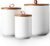 JOJUNO White Ceramic Food Storage Canister Set (30 oz, 48 oz, 82 oz) with Bamboo Lids, 3-Piece Airtight Jars for Flour, Sugar, Coffee, Tea, Oats, Spice – Kitchen Storage Containers with Lids