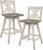 Homelegance Counter Height Stools Set of 2-Solid Wood Frame 360° Swivel Wooden Stools, Foot Rest, X Back, Wide Seat, Distressed Farmhouse Easy to Clean Finish, 24″ SH, Antique White/Grey