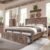 Farmhouse King Size Bed Frame with 51″ Tall Headboard, Wood Platform Bed Frame with 20″ Tall Roman Column Decoration Footboard & 3 Large Storage Drawers, No Box Spring Needed (Light Brown)