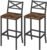 Bar Stools, Set of 2 Bar Chairs with Backrest and Footrest, 26″ Tall Counter Bar Stools, Kitchen Breakfast Bar Chairs, Easy Assembly, for Dining Room, Rustic Brown BAHR0901N1