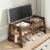 Shoe Rack Bench with Flip-Top Storage, 27.6″ W x 15.7″ H Solid Wood Entryway Bench Shoe Organizer with Cushion Side Hooks for Front Door Entrance Hallway Foyer Closet Living Room Bedroom