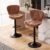 Nalupatio Modern Bar Stools Set of 2, Faux Leather Upholstered Swivel Bar Stools, Adjustable Counter Height Bar Chairs with Back for Kitchen Island, Rust