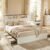 XIASLO Modern King Size Bed Frame with Bookcase Storage Headboard, 4 Drawers, Charging Station & LED Lights, Sturdy Wood Slats Support, No Box Spring Needed, Noisy Free, Easy Assembly, White Oak