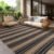 Striped Easy Jute Rug 5×7 Outdoor Patio Rug Washable Area Rugs for Living Room Bedroom Non Slip Neutral Farmhouse Indoor Outdoor Carpet for Backyard Patio Office