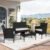 Shintenchi 4 Piece Outdoor Patio Furniture Sets, Small Wicker Patio Conversation Furniture Rattan Chair Set with Tempered Glass Coffee Table for Backyard Porch Garden Poolside Balcony,Black